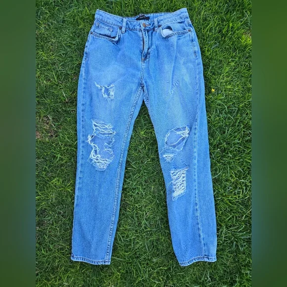 Forever 21 Ripped Blue Jeans Size 27 - Picture 1 of 4